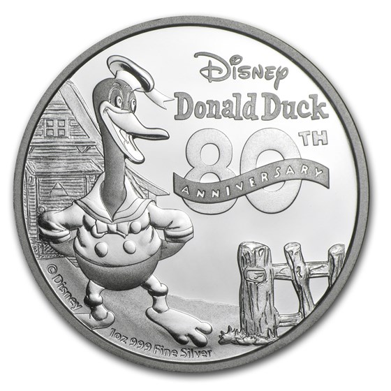 2014 Niue 1 oz Silver $2 Disney Donald Duck