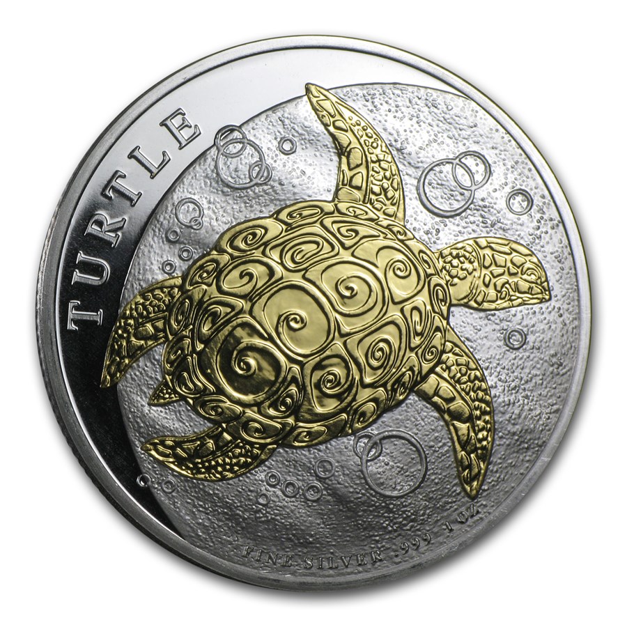 Buy 2014 Niue 1 oz Silver 2 Hawksbill Turtle BU (Gilded) APMEX