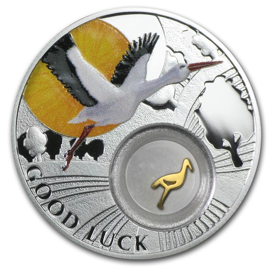 2014 Niue Proof Silver $1 Good Luck Series Stork 2014 Niue Proof Silver $1 Good Luck Series Stork