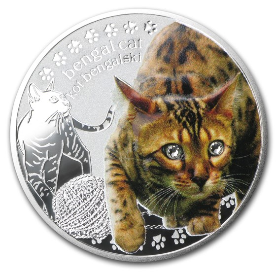 2014 Niue Silver Man's Best Friends Cats Bengal Cat Proof 2014 Niue Silver Man's Best Friends Cats Bengal Cat Proof
