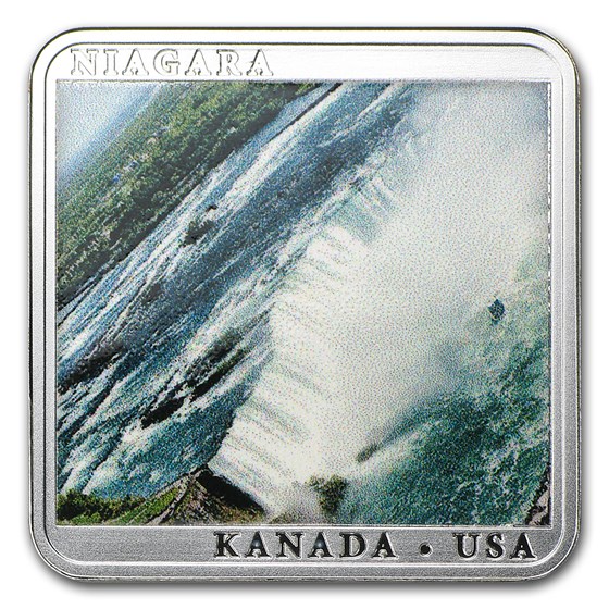 2014 Niue Silver Niagara Waterfall Square Coin Proof