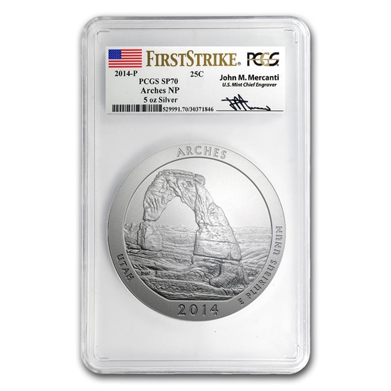 2014-P 5 oz Silver ATB Arches SP-70 PCGS (FS, Mercanti) 2014-P 5 oz Silver ATB Arches SP-70 PCGS (FS, Mercanti)