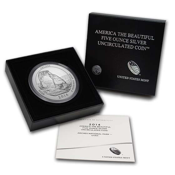 2014-P 5 oz Silver ATB Arches (w/Box & COA) 2014-P 5 oz Silver ATB Arches (w/Box & COA)