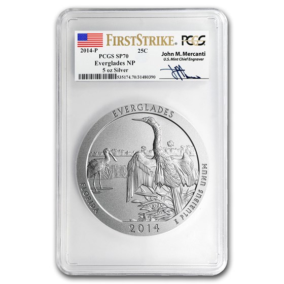 2014-P 5 oz Silver ATB Everglades SP-70 PCGS (FS, Mercanti) 2014-P 5 oz Silver ATB Everglades SP-70 PCGS (FS, Mercanti)