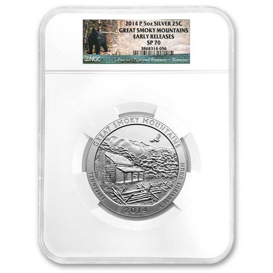 2014-P 5 oz Silver ATB Great Smoky Mountain SP-70 NGC 2014-P 5 oz Silver ATB Great Smoky Mountain SP-70 NGC