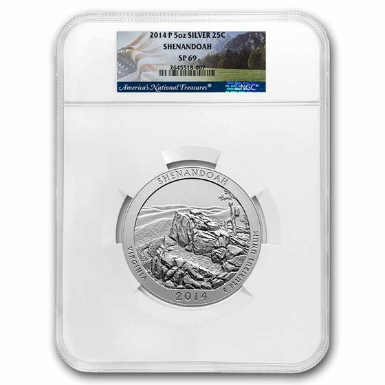 2014-P 5 oz Silver ATB Shenandoah SP-69 NGC