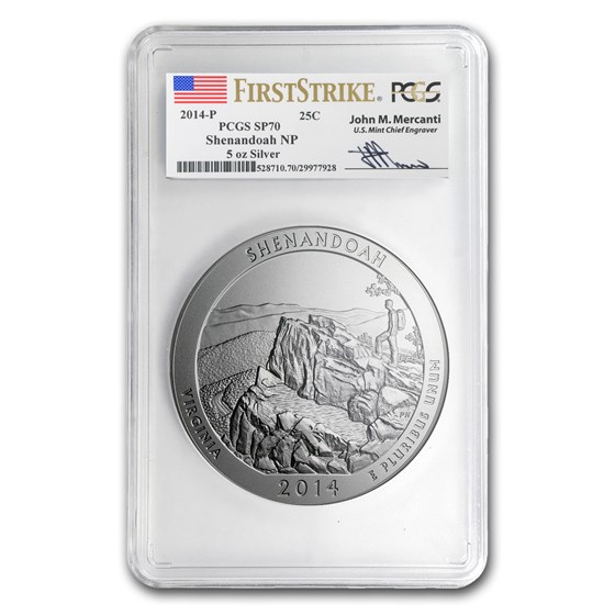 2014-P 5 oz Silver ATB Shenandoah SP-70 PCGS (FS, Mercanti) 2014-P 5 oz Silver ATB Shenandoah SP-70 PCGS (FS, Mercanti)