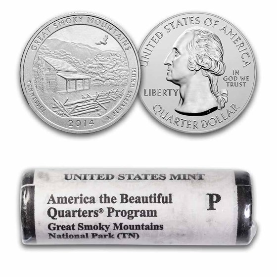 2014-P ATB Quarter Great Smoky Mountains National 40-Coin Roll BU 2014-P ATB Quarter Great Smoky Mountains National 40-Coin Roll BU