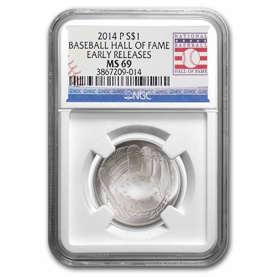 2014-P Baseball HOF $1 Silver Commem MS-69 NGC (ER)