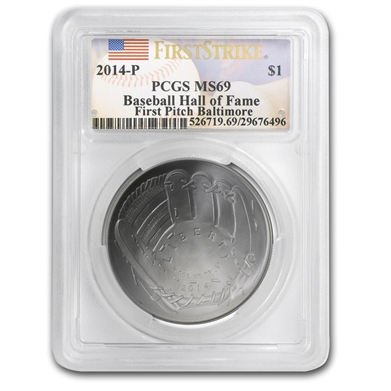 2014-P Baseball HOF $1 Silver Commem MS-69 PCGS (FS, FP) 2014-P Baseball HOF $1 Silver Commem MS-69 PCGS (FS, FP)