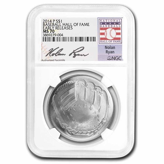 2014-P Baseball HOF $1 Silver Commem MS-70 NGC (ER) 2014-P Baseball HOF $1 Silver Commem MS-70 NGC (ER)