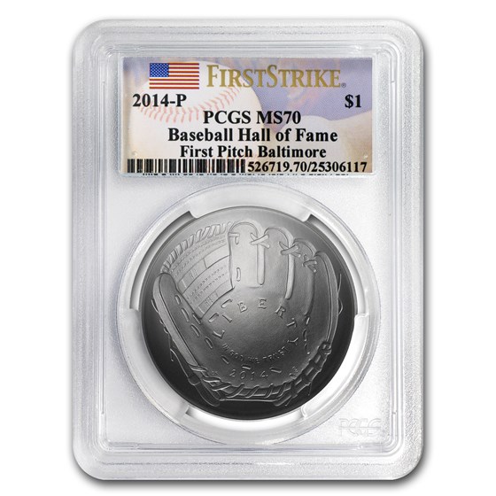 2014-P Baseball HOF $1 Silver Commem MS-70 PCGS (FS, FP) 2014-P Baseball HOF $1 Silver Commem MS-70 PCGS (FS, FP)