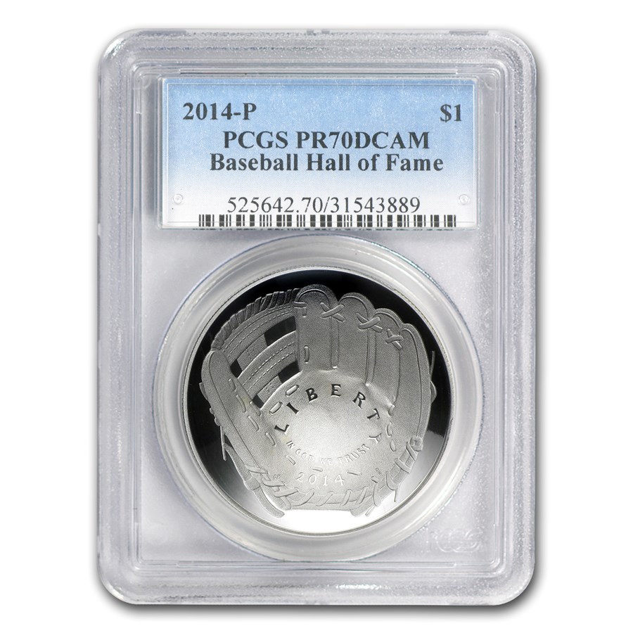 2014-P Baseball HOF $1 Silver Commem PR-70 PCGS