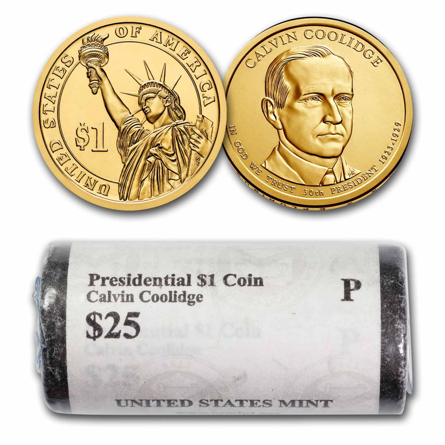 2014-P Calvin Coolidge 25-Coin Presidential Dollar Roll BU
