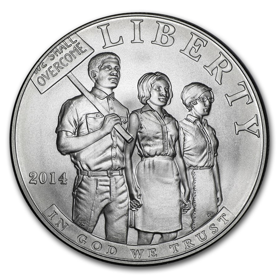 2014-P Civil Rights of 1964 $1 Silver Commem BU (w/Box & COA)
