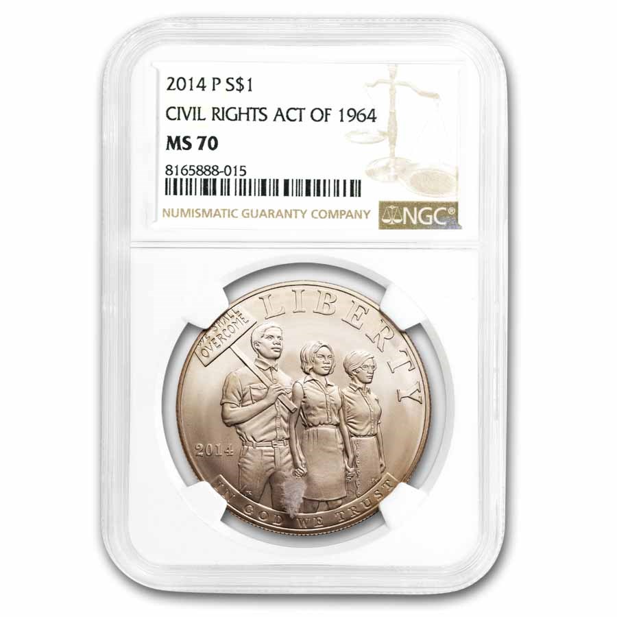 2014-P Civil Rights of 1964 $1 Silver Commem MS-70 NGC