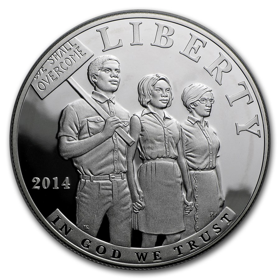 2014-P Civil Rights of 1964 $1 Silver Commem Prf (w/Box & COA)