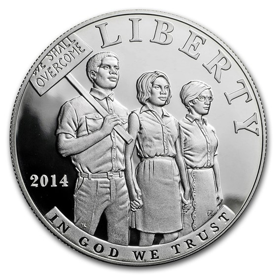 2014-P Civil Rights of 1964 $1 Silver Commem Proof (Capsule Only) 2014-P Civil Rights of 1964 $1 Silver Commem Proof (Capsule Only)