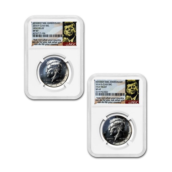 2014-P/D 2-Coin 50th Anniv Kennedy 1/2 Dollar Set SP-67 NGC 2014-P/D 2-Coin 50th Anniv Kennedy 1/2 Dollar Set SP-67 NGC