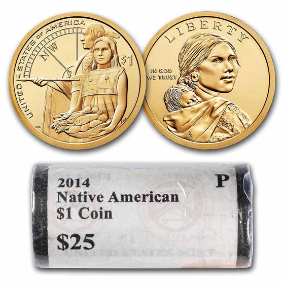 2014-P Native Amer $1 - Native Hospitality (25 Coin Mint Roll) BU 2014-P Native Amer $1 - Native Hospitality (25 Coin Mint Roll) BU