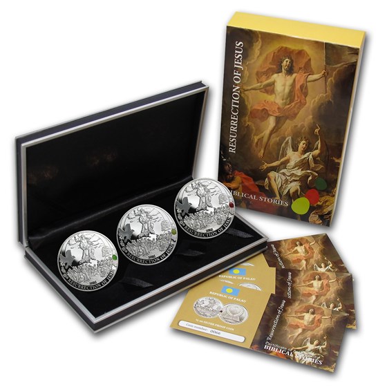 2014 Palau 3-Coin Silver Resurrection of Jesus Egg Proof Set 2014 Palau 3-Coin Silver Resurrection of Jesus Egg Proof Set
