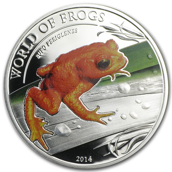 2014 Palau Proof Silver $2 World of Frogs Golden Frog 2014 Palau Proof Silver $2 World of Frogs Golden Frog