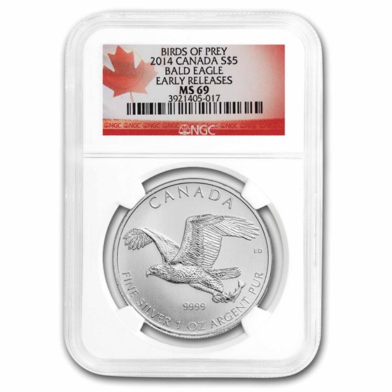 2014 RCM 1 oz Silver Birds of Prey Series Bald Eagle NGC MS-69 ER 2014 RCM 1 oz Silver Birds of Prey Series Bald Eagle NGC MS-69 ER
