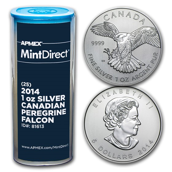 2014 RCM 1 oz Silver Peregrine Falcon (25-Coin MintDirect® Tube) 2014 RCM 1 oz Silver Peregrine Falcon (25-Coin MintDirect® Tube)