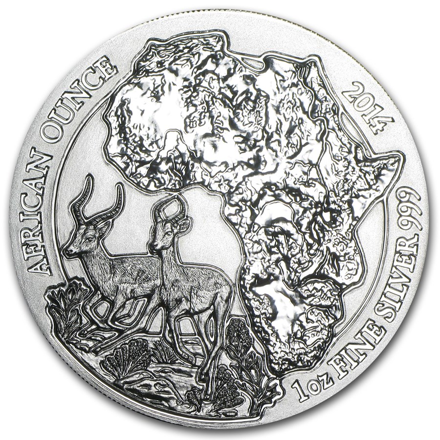 2014 Rwanda 1 oz Silver African Impala BU