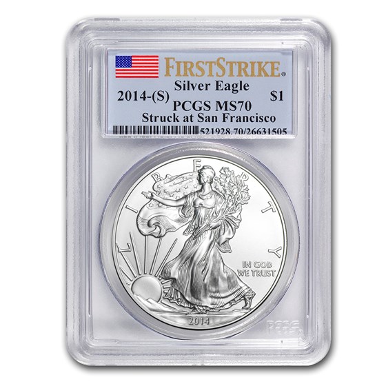 2014 (S) American Silver Eagle MS-70 PCGS (FirstStrike®) 2014 (S) American Silver Eagle MS-70 PCGS (FirstStrike®)