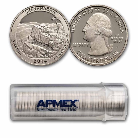 2014-S ATB Quarter Shenandoah National Park Proof 40-Coin Roll 2014-S ATB Quarter Shenandoah National Park Proof 40-Coin Roll