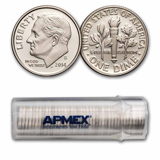 2014-S Roosevelt Dime 50-Coin Roll Proof 2014-S Roosevelt Dime 50-Coin Roll Proof