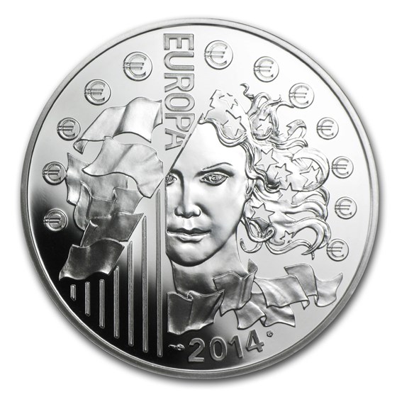 2014 Silver €10 Europa Series Prf (50th Anniv of European Space) 2014 Silver €10 Europa Series Prf (50th Anniv of European Space)