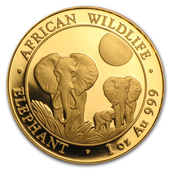 2014 Somalia 1 oz Gold African Elephant BU
