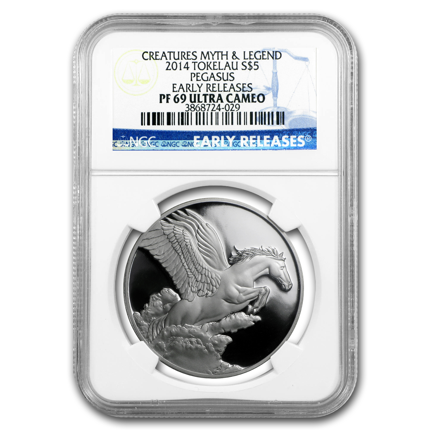 Buy 2014 Tokelau 1 oz Silver $5 Pegasus PF-69 NGC (ER) | APMEX