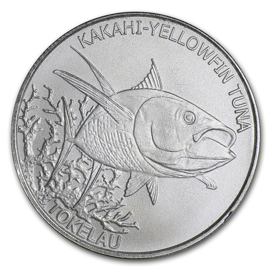 2014 Tokelau 1 oz Silver $5 Yellowfin Tuna (Spotted)