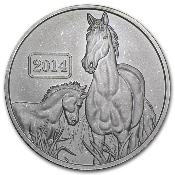 2014 Tokelau 1 oz Silver Lunar Series Yr of the Horse (Abrasions)
