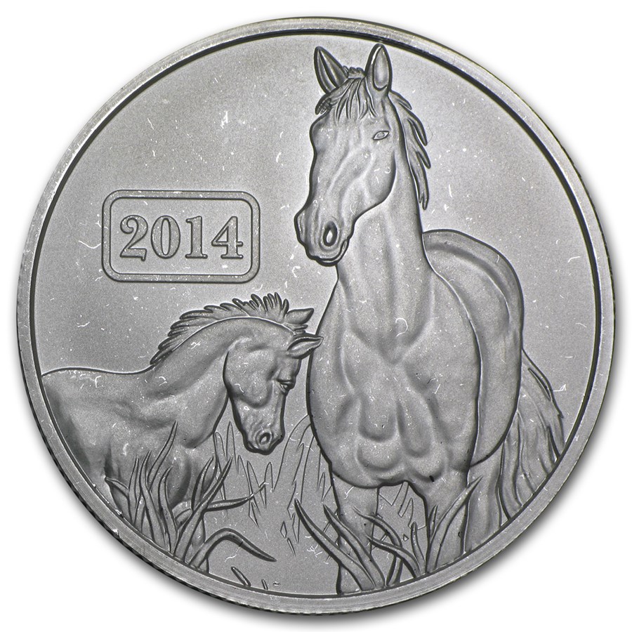 2014 Tokelau 1 oz Silver Lunar Series Yr of the Horse (Abrasions)