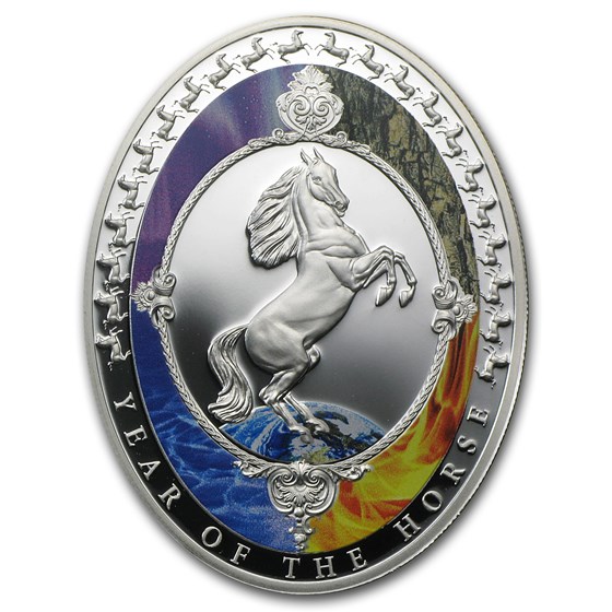 2014 Tokelau 1 oz Silver Year of the Horse Elements Prf (Oval) 2014 Tokelau 1 oz Silver Year of the Horse Elements Prf (Oval)