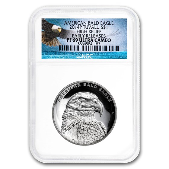 2014 Tuvalu 1 oz Silver Bald Eagle PR-69 NGC (HR, Early Release) 2014 Tuvalu 1 oz Silver Bald Eagle PR-69 NGC (HR, Early Release)