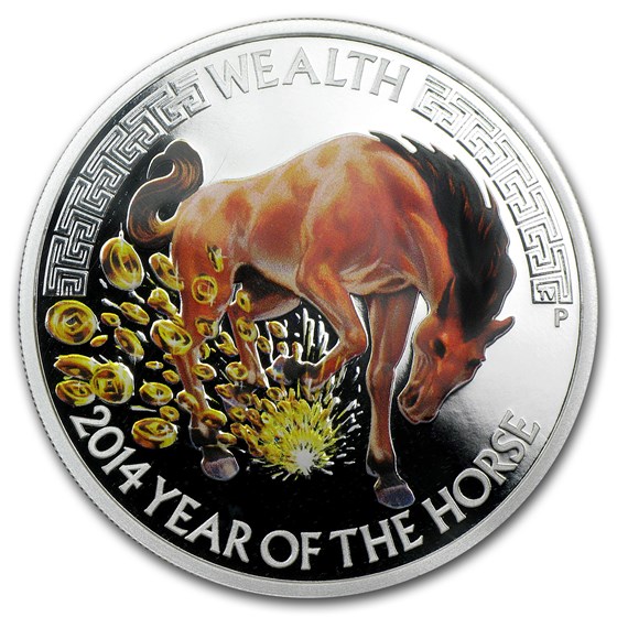 2014 Tuvalu 1 oz Silver Lunar Horse Proof (Wealth) 2014 Tuvalu 1 oz Silver Lunar Horse Proof (Wealth)
