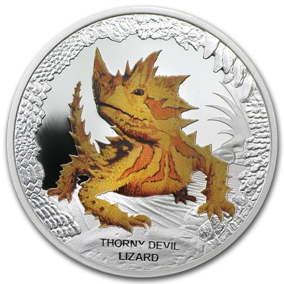 2014 Tuvalu Silver $1 Reptile Series Thorny Devil Lizard 2014 Tuvalu Silver $1 Reptile Series Thorny Devil Lizard