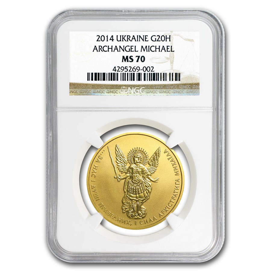 2014 Ukraine 1 oz Gold Archangel Michael MS-70 NGC