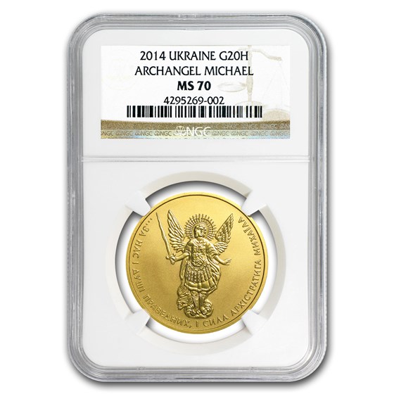 2014 Ukraine 1 oz Gold Archangel Michael MS-70 NGC 2014 Ukraine 1 oz Gold Archangel Michael MS-70 NGC