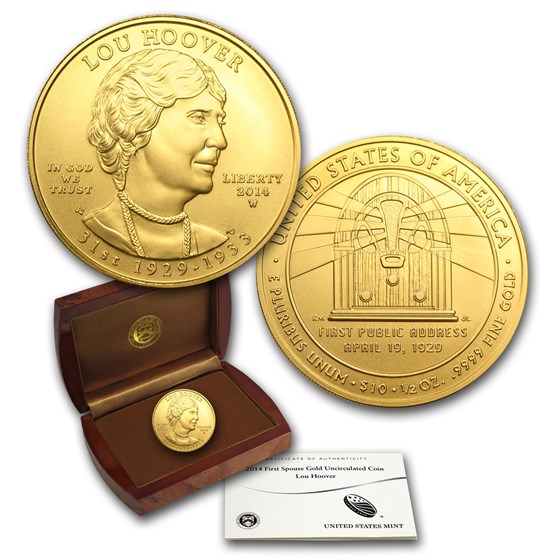 2014-W 1/2 oz Gold Lou Hoover BU (w/Box & COA) 2014-W 1/2 oz Gold Lou Hoover BU (w/Box & COA)