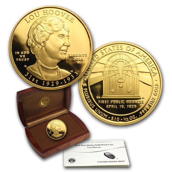 2014-W 1/2 oz Proof Gold Lou Hoover (w/Box & COA) 2014-W 1/2 oz Proof Gold Lou Hoover (w/Box & COA)