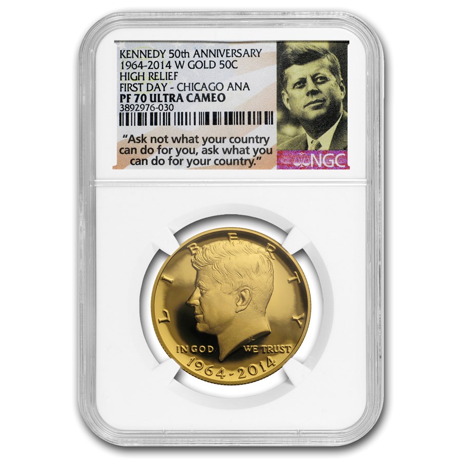 2014-W 3/4 oz Gold Kennedy 1/2 Dollar Commem PF-70 NGC (FDI)