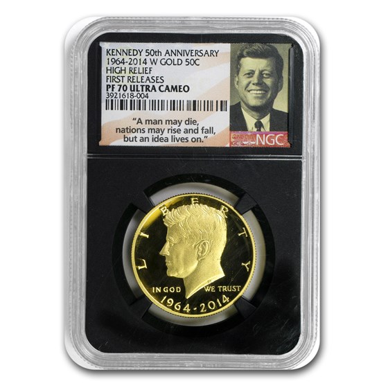 2014-W 3/4 oz Gold Kennedy 1/2 Dollar Commem PF-70 NGC (FR) 2014-W 3/4 oz Gold Kennedy 1/2 Dollar Commem PF-70 NGC (FR)