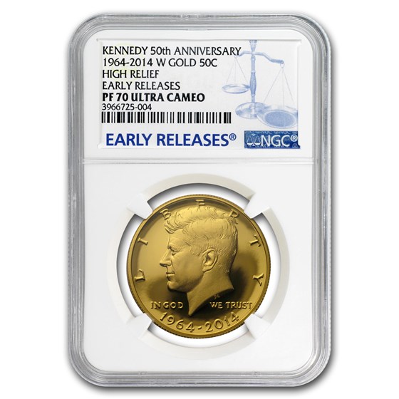 2014-W 3/4 oz Gold Kennedy 1/2 Dollar PF-70 NGC (ER, Blue label) 2014-W 3/4 oz Gold Kennedy 1/2 Dollar PF-70 NGC (ER, Blue label)