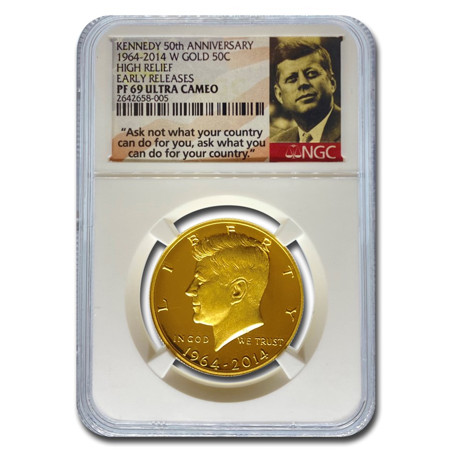 2014-W 3/4 oz Gold Kennedy Half Dollar Commem PF-69 NGC (ER)